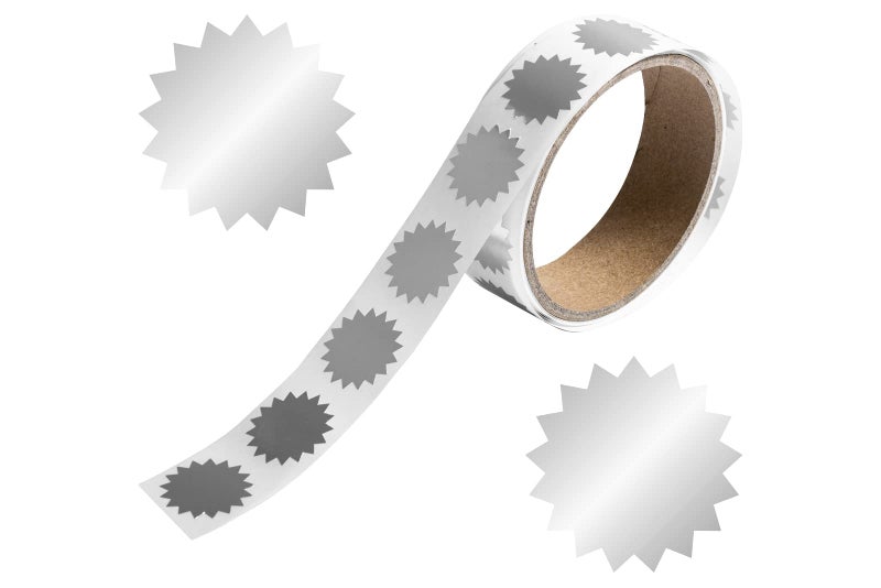 JAM PAPER Circle Label Wafer Seals with Serrated Edges - 3/4 Inch Diameter - Silver - 100 Round Labels/Pack - Image 1